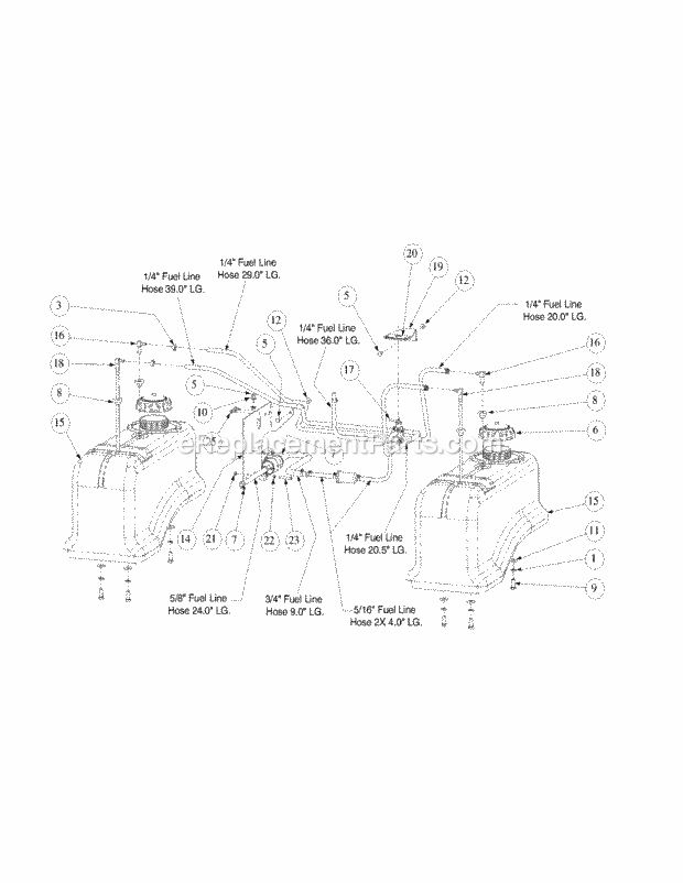 Fuel Tank Assembly Diagram and Parts List for M72-KW 53AB5GFZ750 Cub Cadet Sprayer